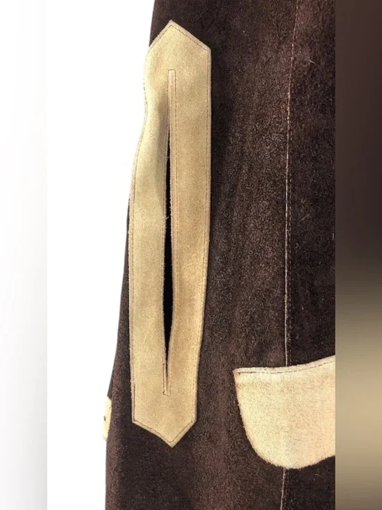 Vintage Leather Cape Poncho Hippie Jacket Size OS Tan Brown Zipper Front Western - Picture 7 of 13